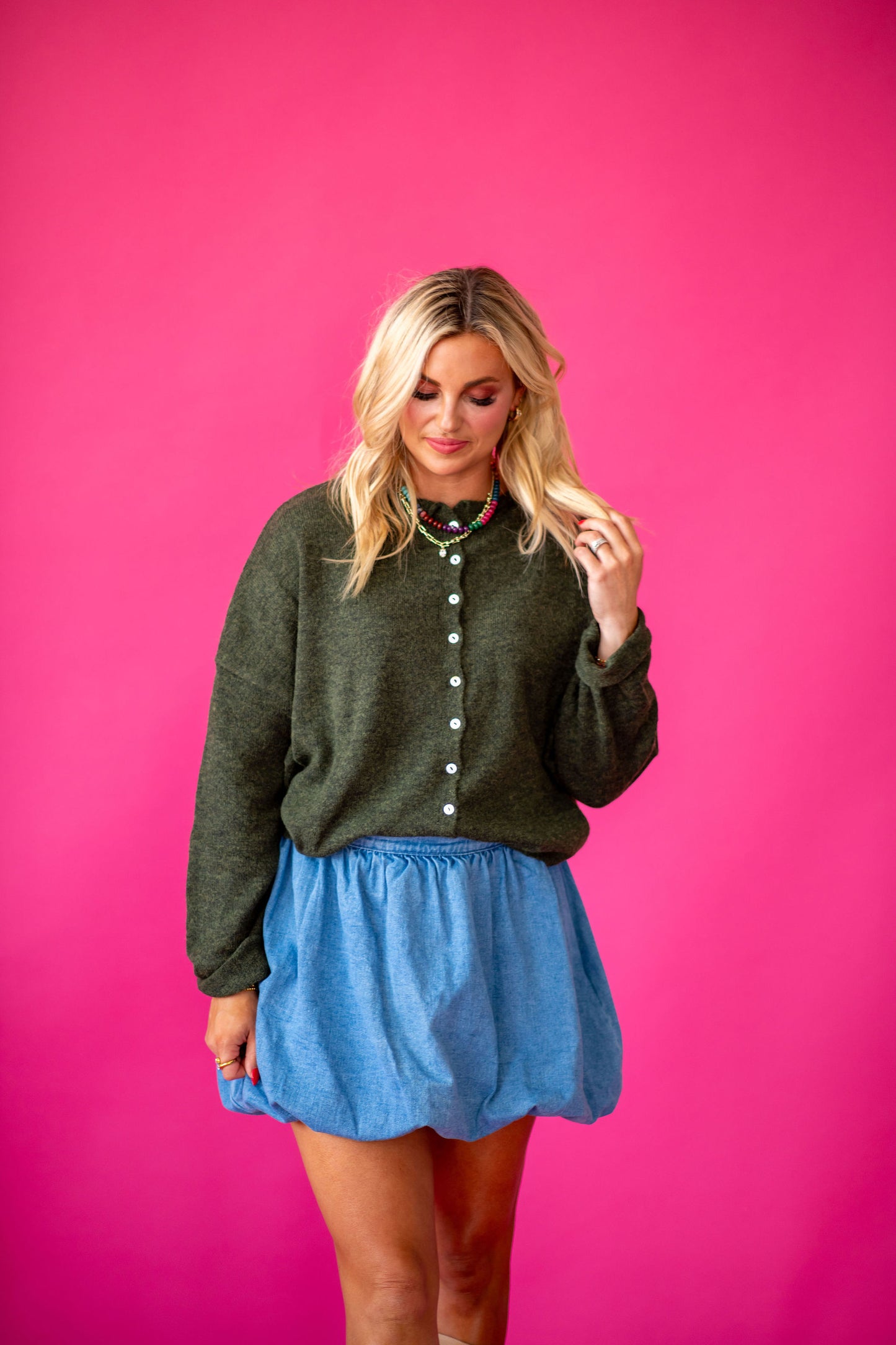 Piper Cardigan -Hunter Green