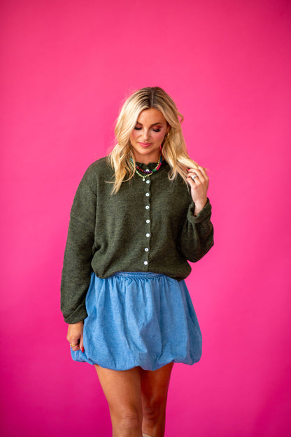 Piper Cardigan -Hunter Green
