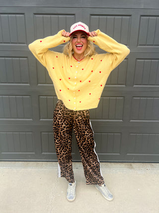 Piper Cardigan - Embroidered Heart Honey