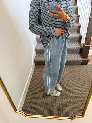 Mikayla Side Stripe Wide Leg Denim