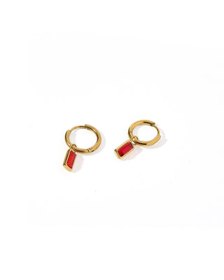 Edith Huggie Charm Earrings - Red