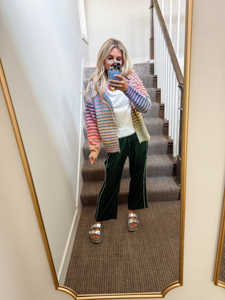 Cleo Satin Track Pants in Dark Green