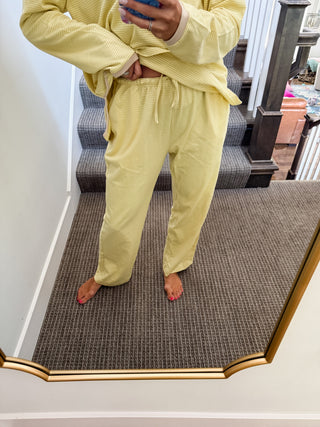 Kelly Anne Stripe Knit Pant Set in Lemon/Butter
