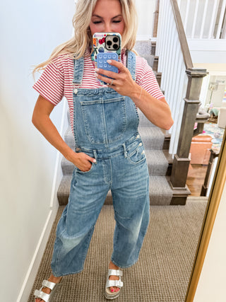 Alanna Stretch Denim Barrel Overalls