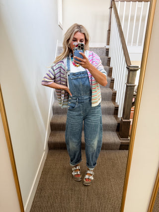 Alanna Stretch Denim Barrel Overalls
