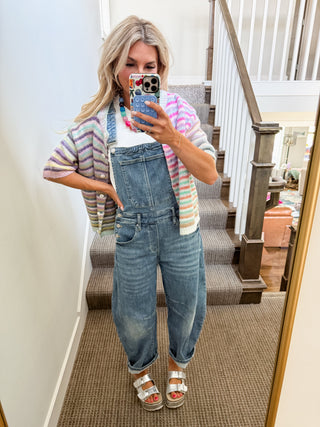 Alanna Stretch Denim Barrel Overalls