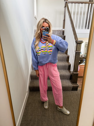 Lou Mineral Wash Barrel Pants in Candy Pink