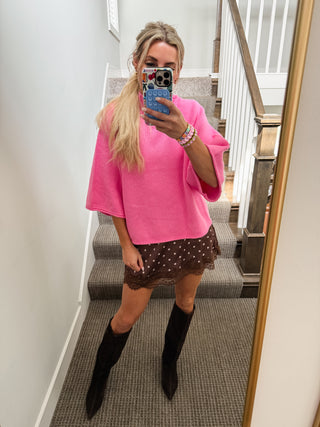 Cambri Mock Neck Sweater in Hibiscus