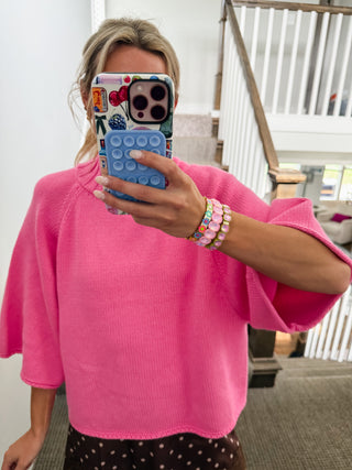 Cambri Mock Neck Sweater in Hibiscus