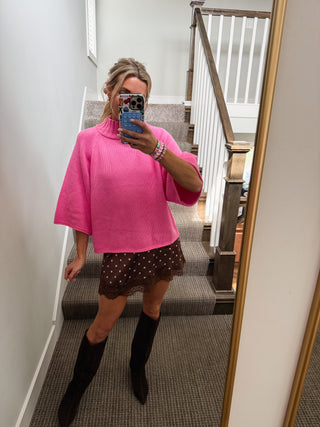 Cambri Mock Neck Sweater in Hibiscus