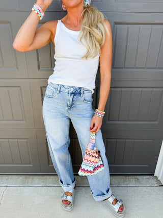 Dolly Rhinestone Barrel Jeans