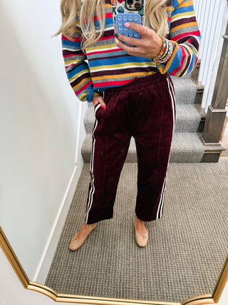 Riley Corduroy Track Pants in Merlot