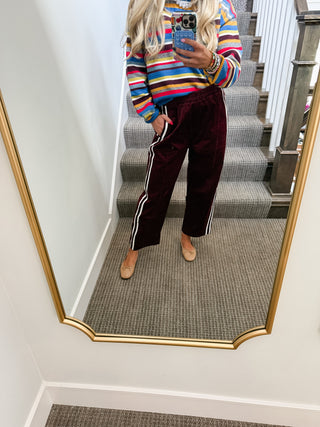 Riley Corduroy Track Pants in Merlot