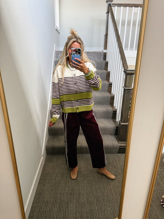 Riley Corduroy Track Pants in Merlot