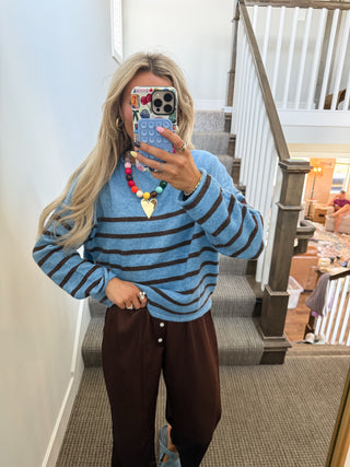 Piper Striped Pullover in Blue