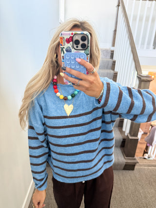 Piper Striped Pullover in Blue