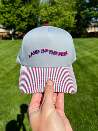 Land of the Free Stripe Trucker Hat