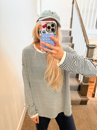 Twiggy Stripe Tee in Navy/Cream