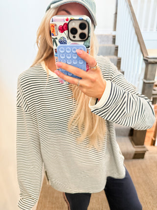 Twiggy Stripe Tee in Navy/Cream
