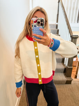 Cam Button Up Cardigan in Cream