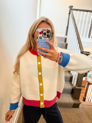 Cam Button Up Cardigan in Cream
