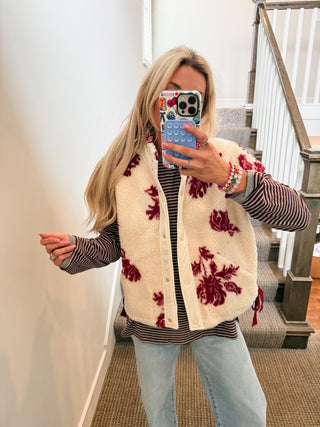 Laci Floral Sherpa Vest