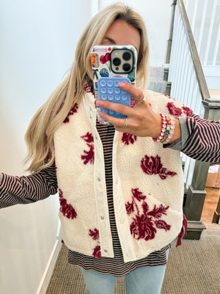 Laci Floral Sherpa Vest