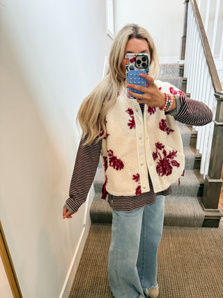 Laci Floral Sherpa Vest