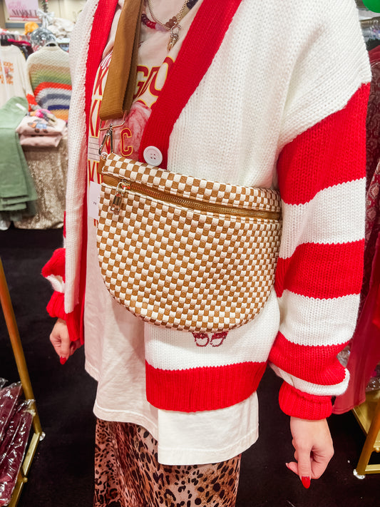 Westlyn Woven Bum Bag - Checkered Brown