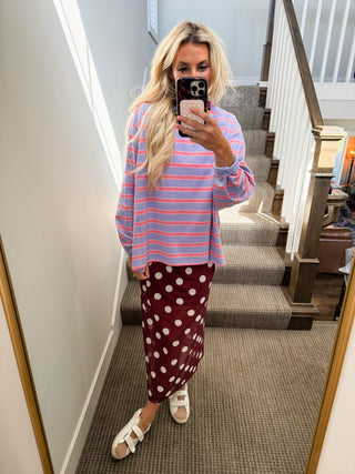 Miley Multi Color Stripe Tee in Lavender