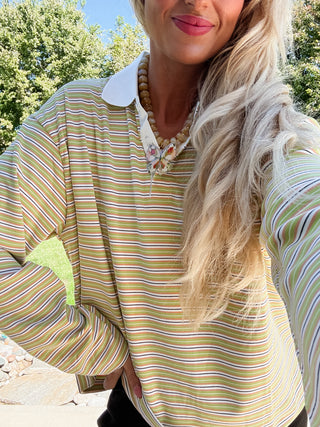 Leah Stripe Polo Top