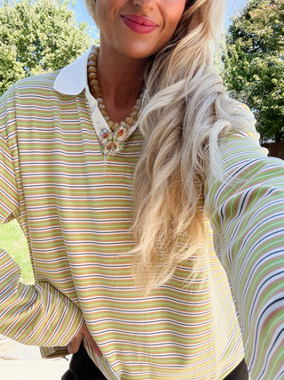 Leah Stripe Polo Top