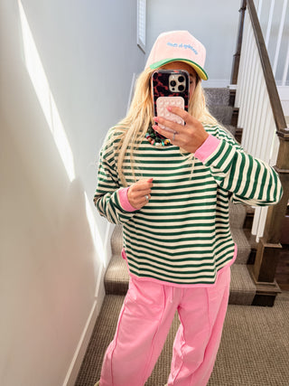 Jessa Stripe Sweatshirt in Green/Pink