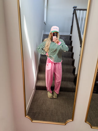 Jessa Stripe Sweatshirt in Green/Pink