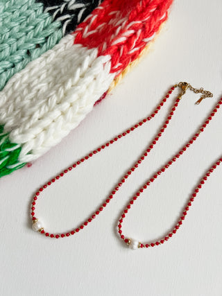 Glowy Bean Necklace - Red