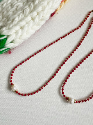 Glowy Bean Necklace - Red