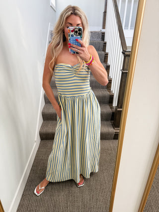 Kennadi Striped Tube Midi Dress