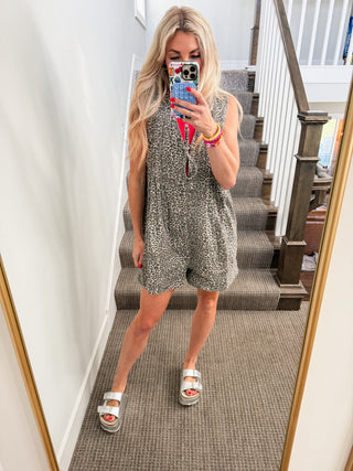 Tawnie Leopard Denim Romper