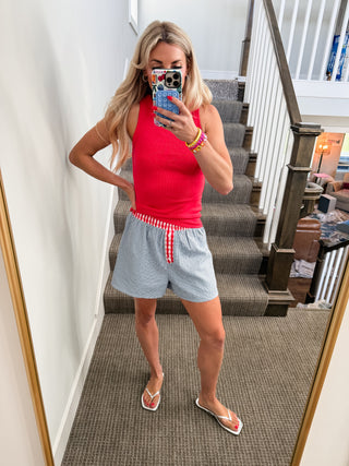 Layla Ribbed Tank Top in Cherry