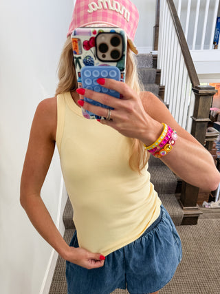Layla Ribbed Tank Top in Daisy
