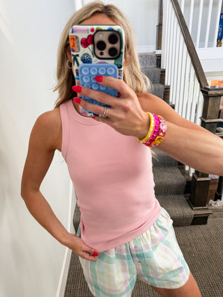 Layla Ribbed Tank Top in Pink