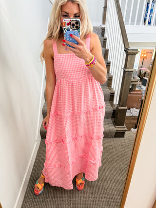 Arabella Plaid Tiered Midi Dress