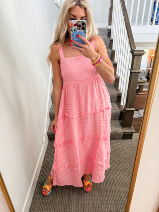 Arabella Plaid Tiered Midi Dress