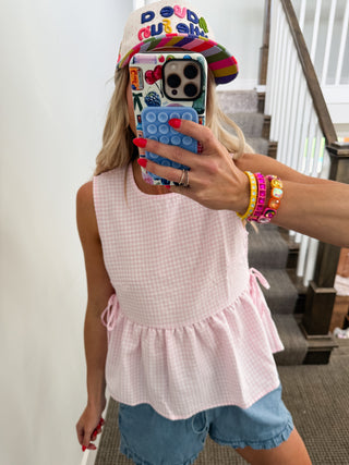 Mariah Gingham Top in Pink