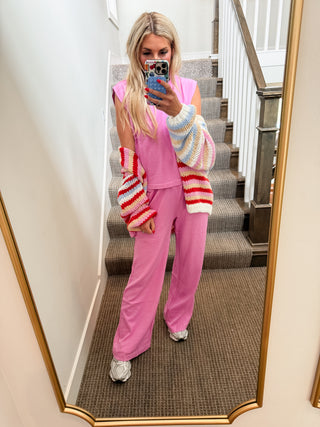 Lulu Knit Pant Set in Berry