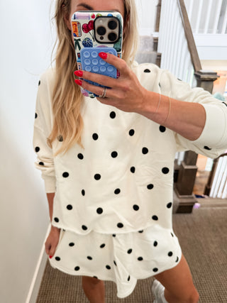 Lulu Knit Long Sleeve in Ivory Polka Dot