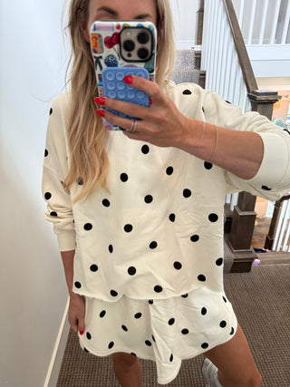 Lulu Knit Long Sleeve in Ivory Polka Dot