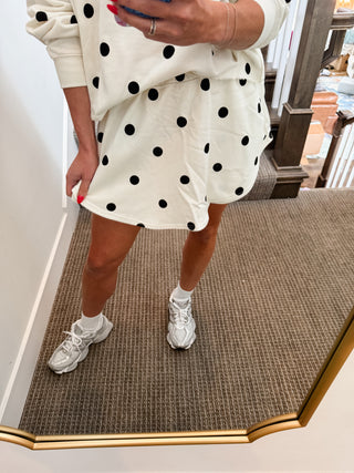 Lulu Knit Skort in Ivory Polka Dot