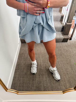 Lulu Knit Skort in Denim