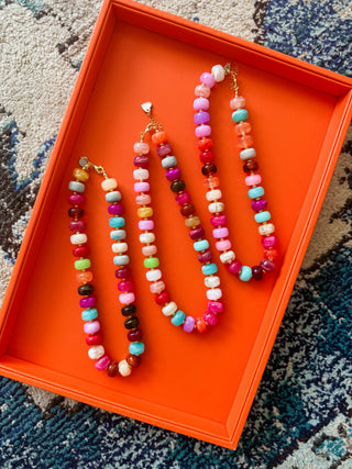 Chunky Beaded Necklace - Warm Rainbow